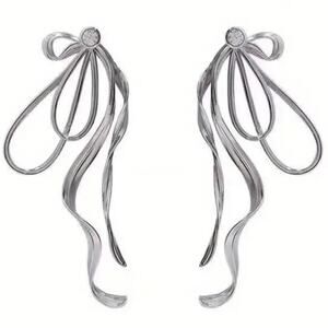 Silver Bow Stud Earrings 925 post
